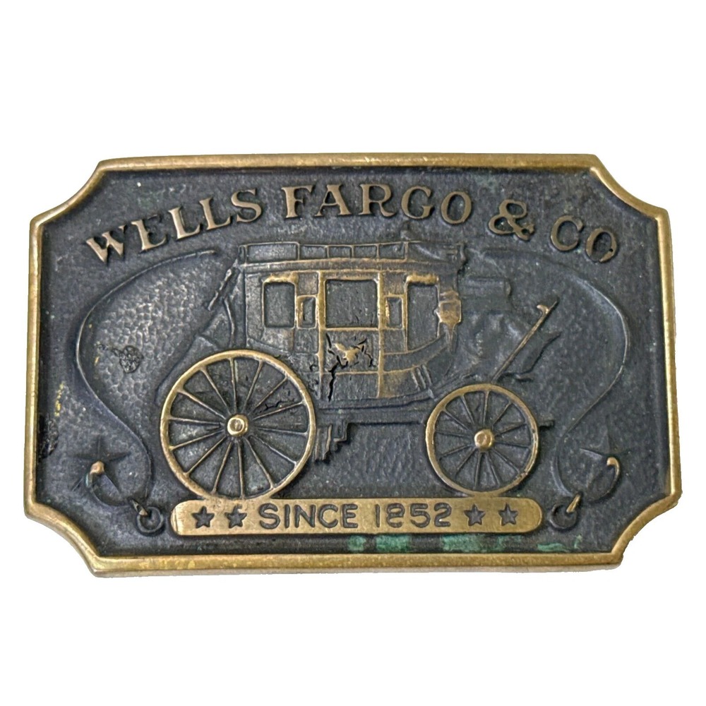 VTG‎ Wells Fargo Co Belt Buckle Since Brass Metal USA